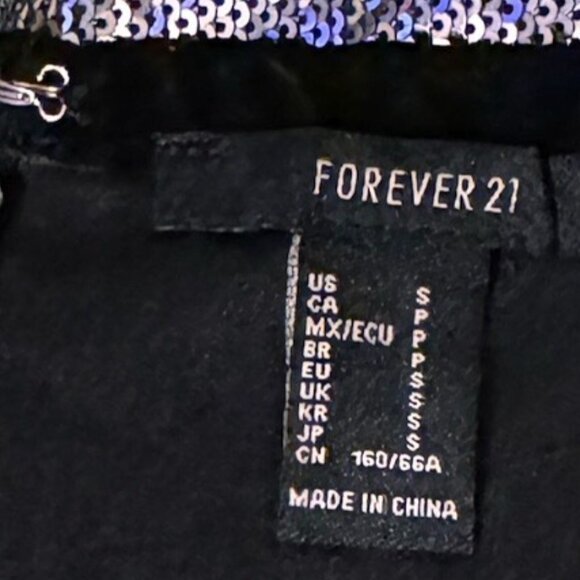 Forever 21 Sparkly Sequin Silver Black Mini Skirt Back Zip Festive Lined Small - Picture 2 of 6